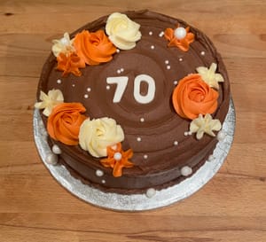 Chocolate orange 70th birthday cake
